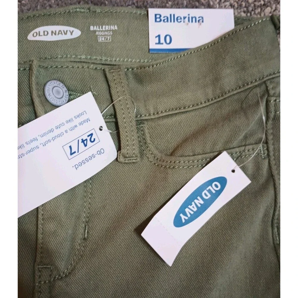 OLD NAVY Ballerina Girls Green JEGGING PANTS Size 10 Adjustable Waist (P0045B6)
